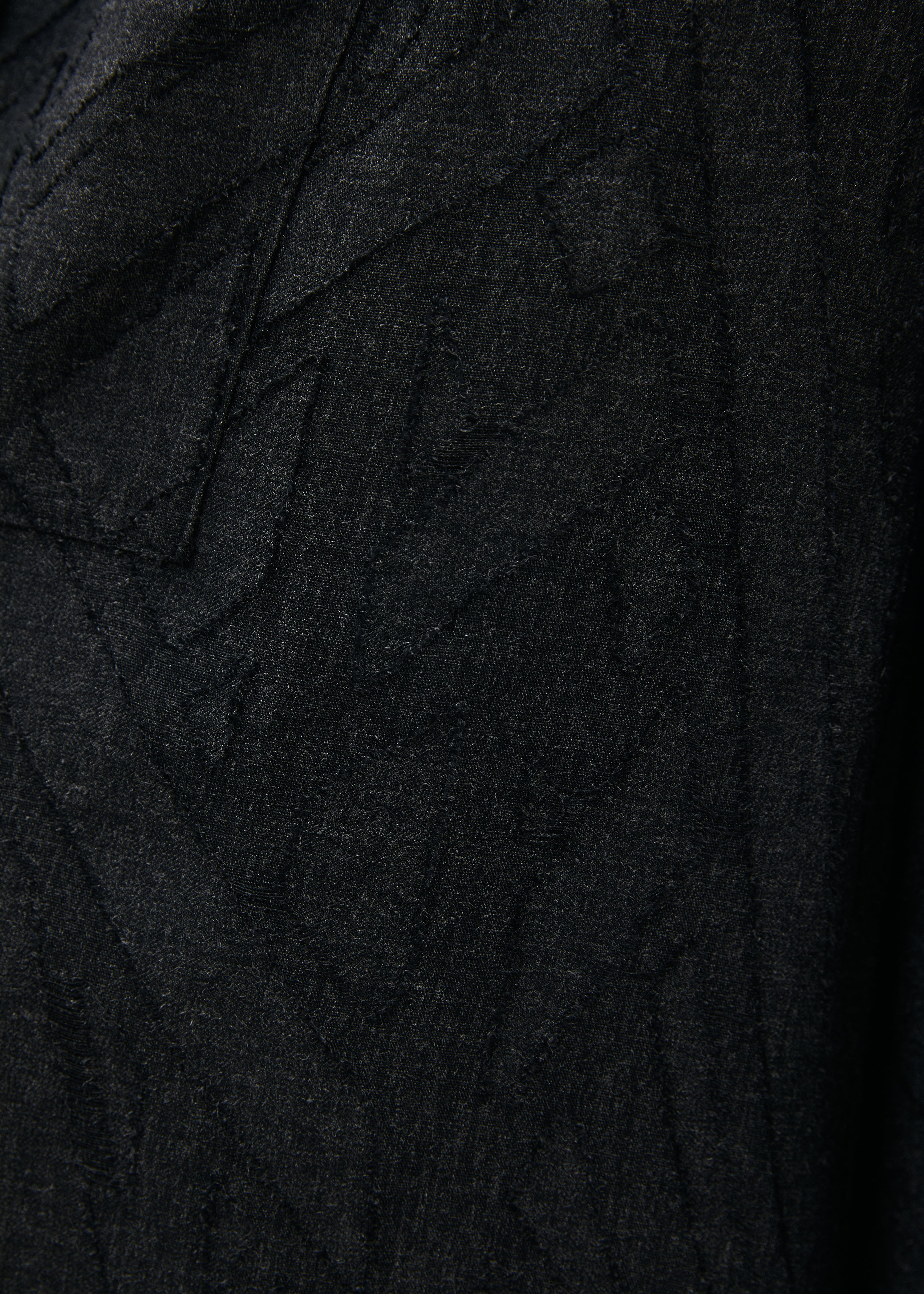 Pantalon large gris 7/8ème en flanelle jacquard - ANTHRACITE#couleur_ANTHRACITE