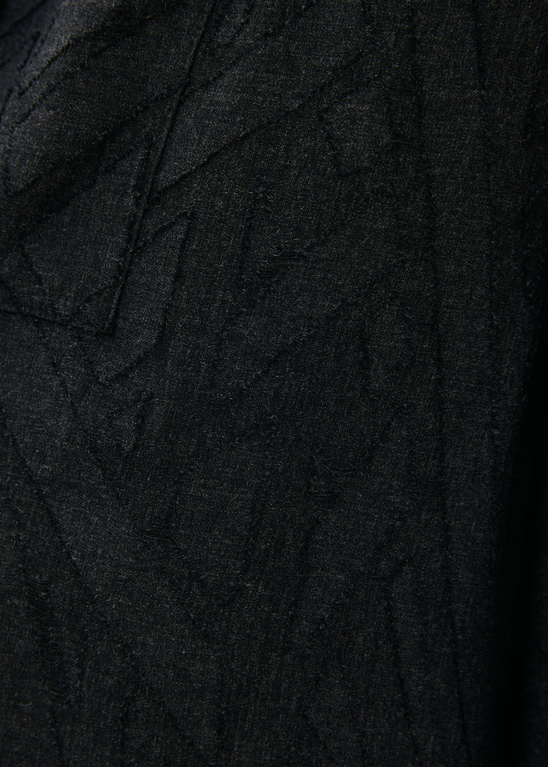 Pantalon large gris 7/8ème en flanelle jacquard - ANTHRACITE#couleur_ANTHRACITE