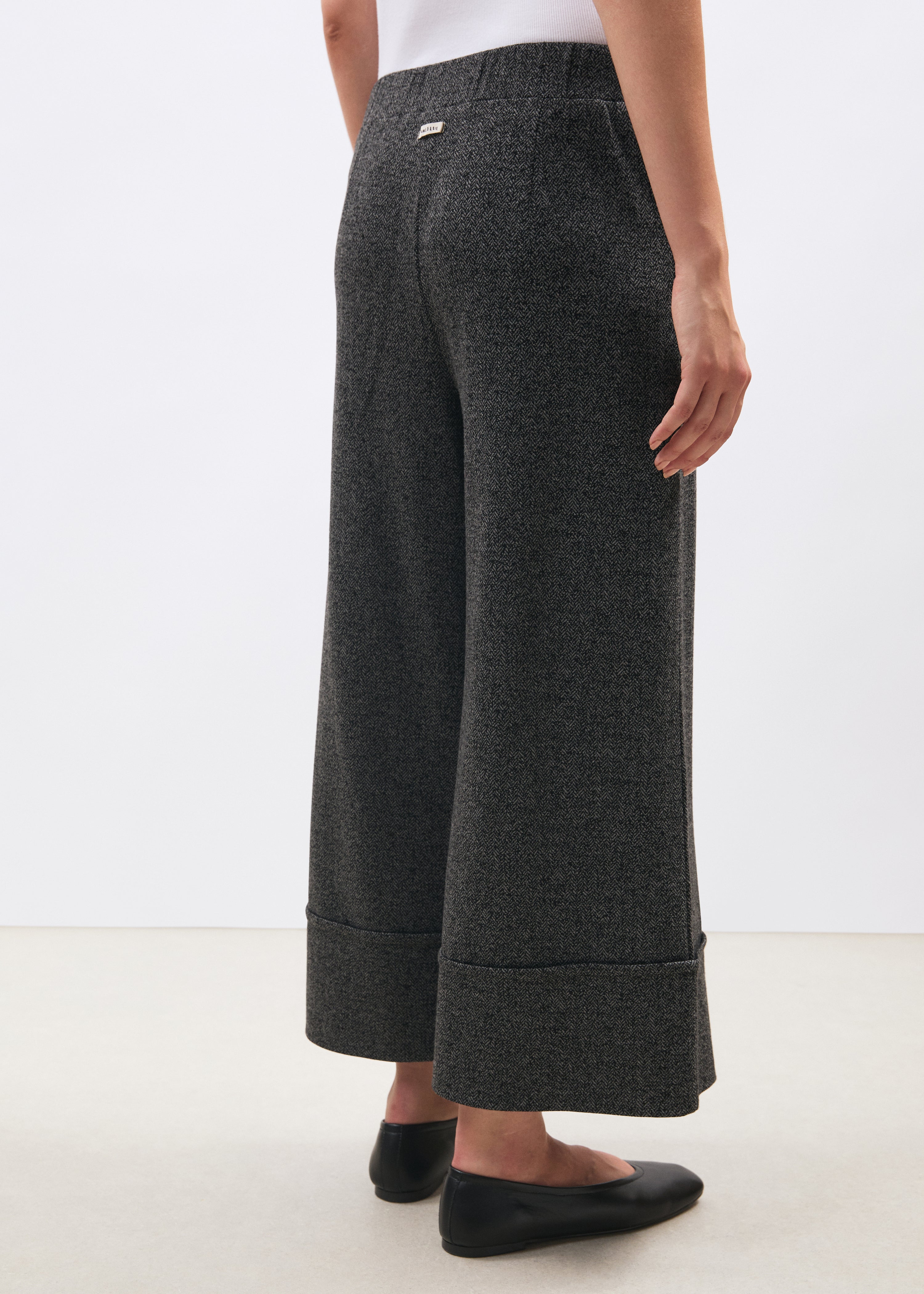 Pantalon large gris à motif chevrons - ANTHRACITE#couleur_ANTHRACITE