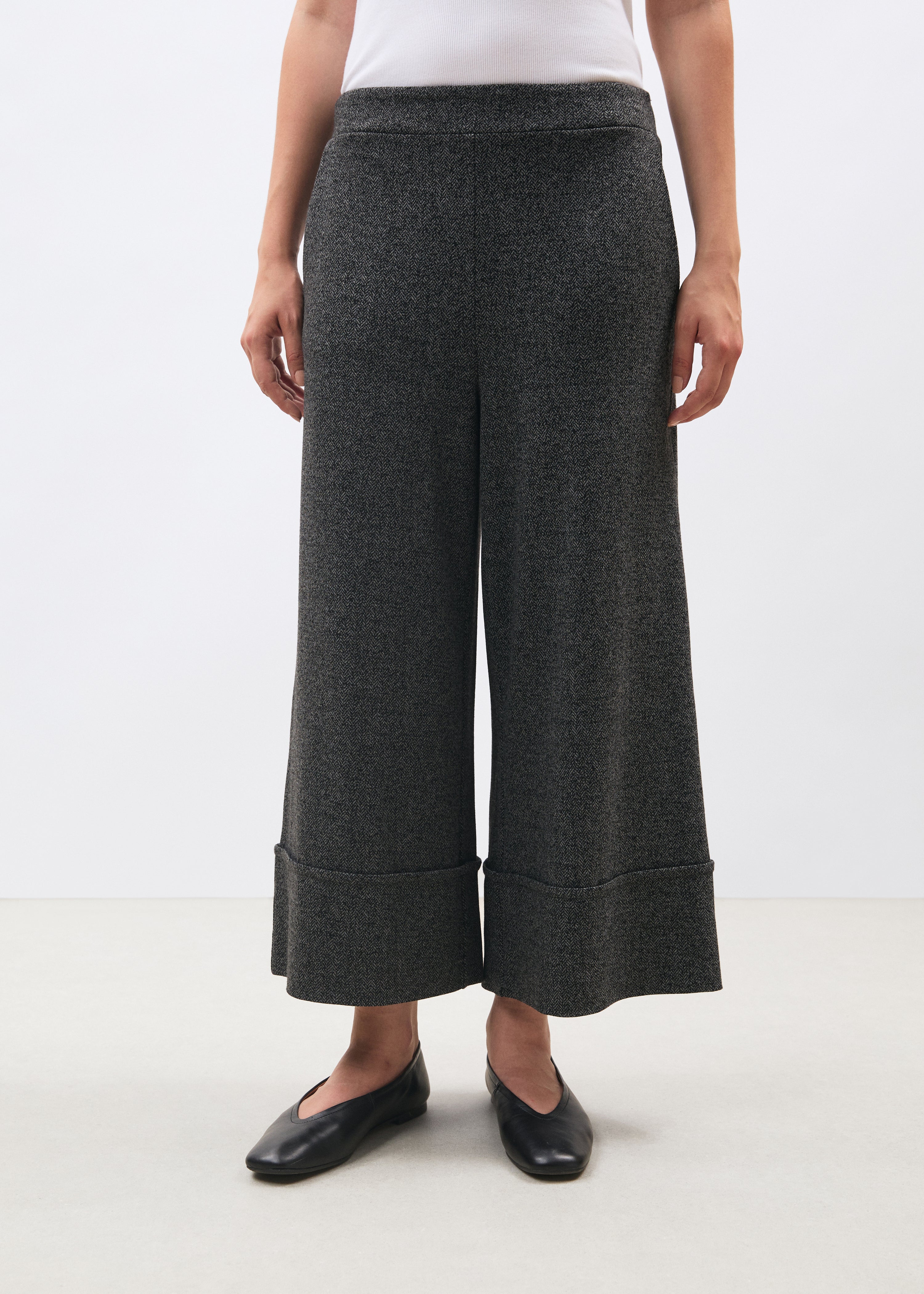 Pantalon large gris à motif chevrons - ANTHRACITE#couleur_ANTHRACITE
