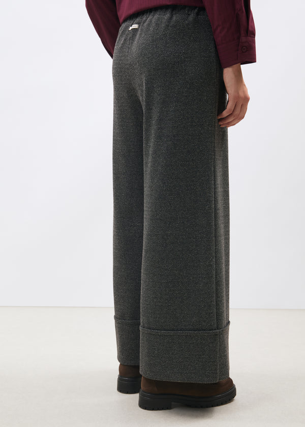 Pantalon large gris à revers motif pied de puces - ANTHRACITE#couleur_ANTHRACITE