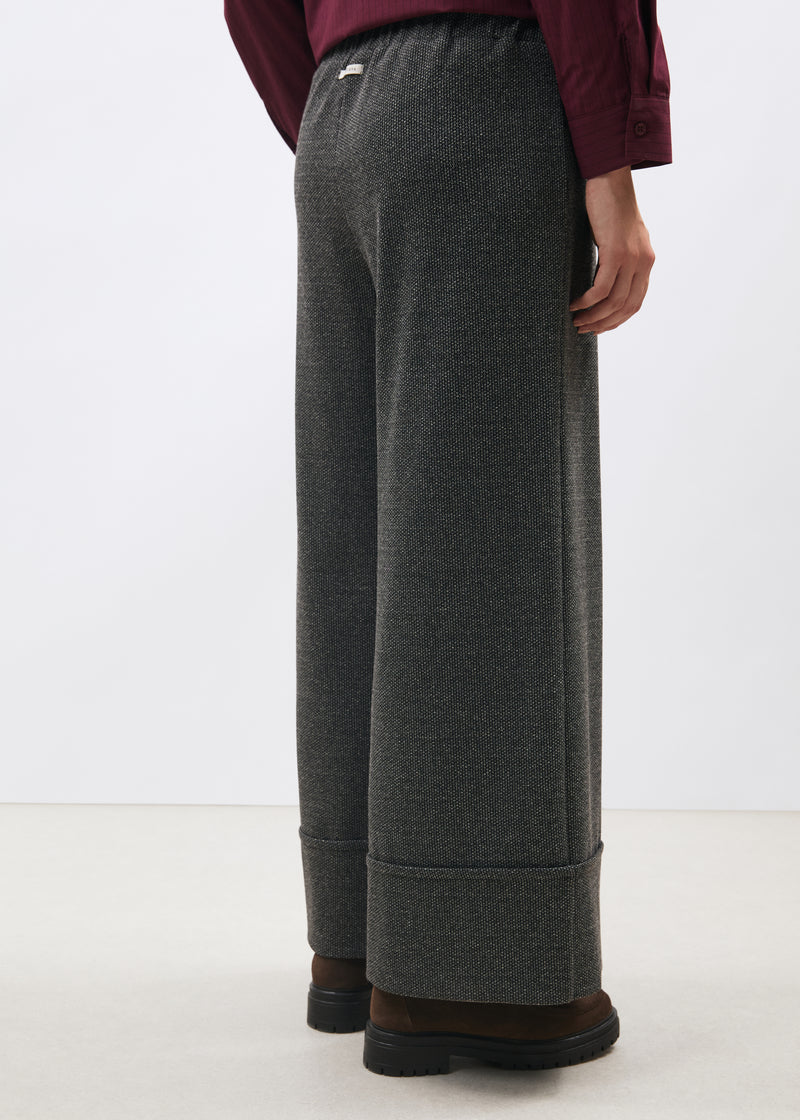 Pantalon large gris à revers motif pied de puces - ANTHRACITE#couleur_ANTHRACITE
