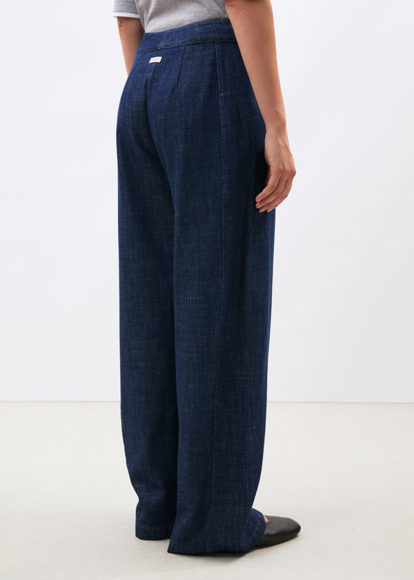 Pantalon barrel bleu en denim - BLEU DENIM#couleur_BLEU DENIM