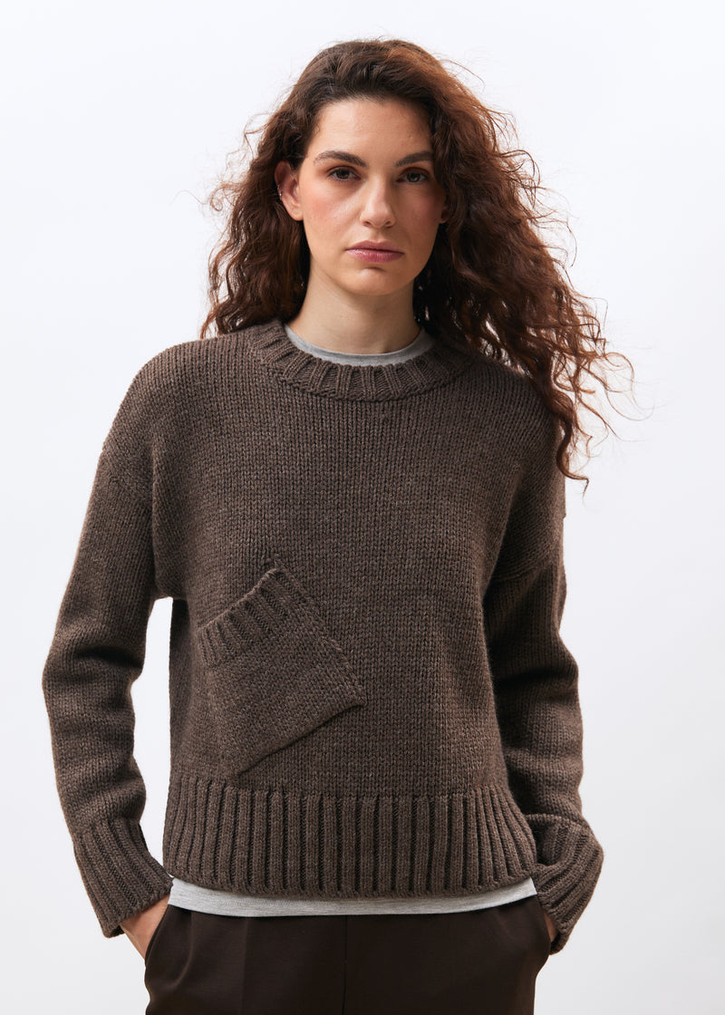 Pull bleu marine manches longues col rond - NAVY#couleur_NAVY