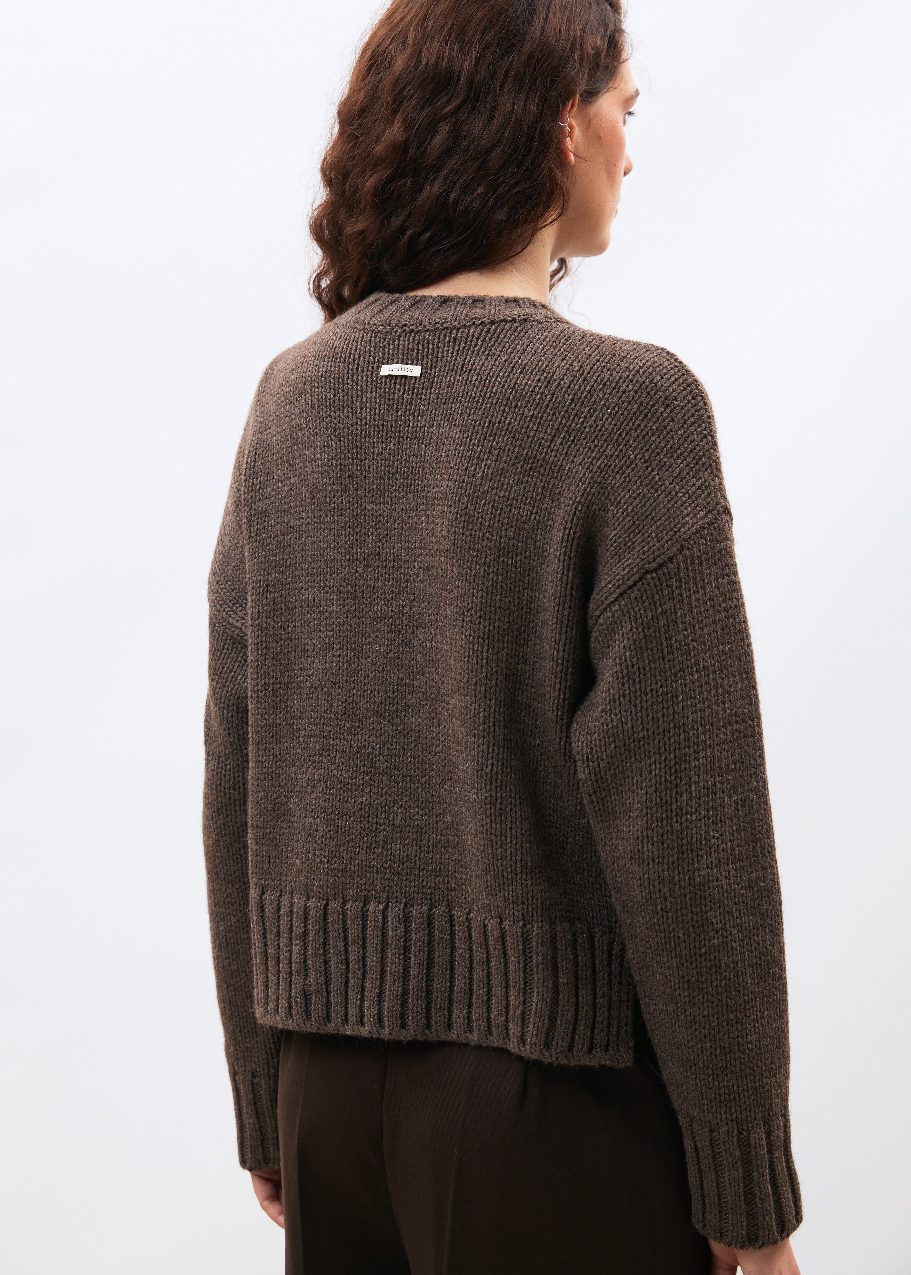 Pull bleu marine manches longues col rond - NAVY#couleur_NAVY
