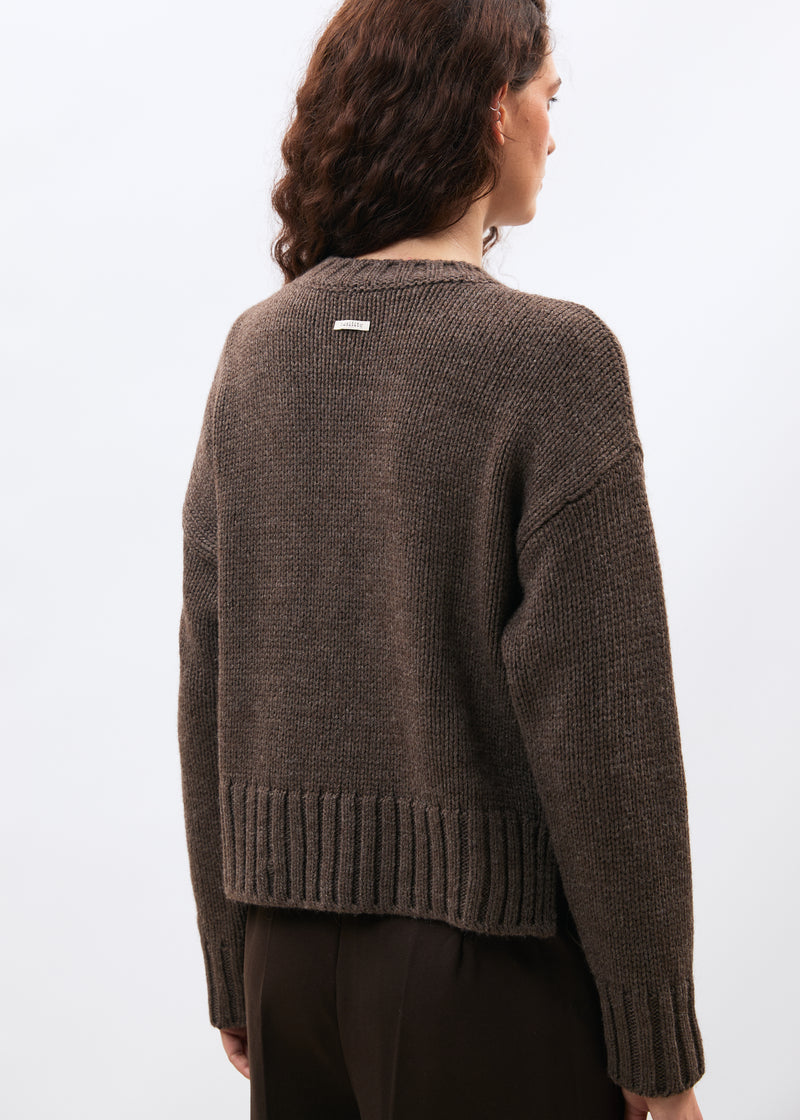 Pull bleu marine manches longues col rond - NAVY#couleur_NAVY
