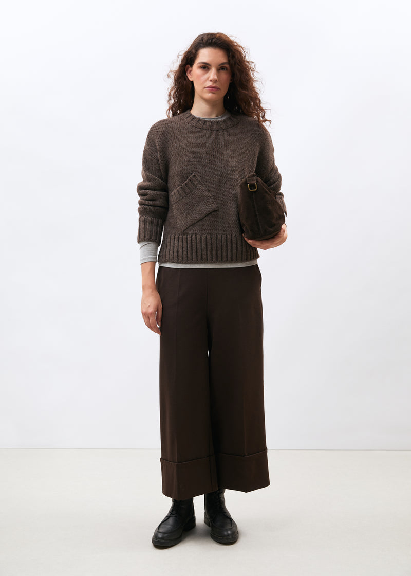 Pull bleu marine manches longues col rond - NAVY#couleur_NAVY