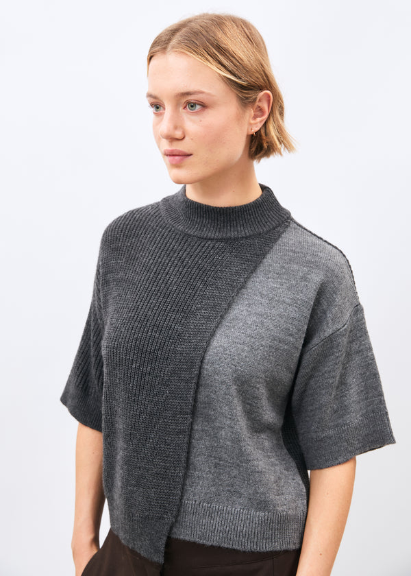 Pull gris - Kikom - GRIS CHINE#couleur_GRIS CHINE