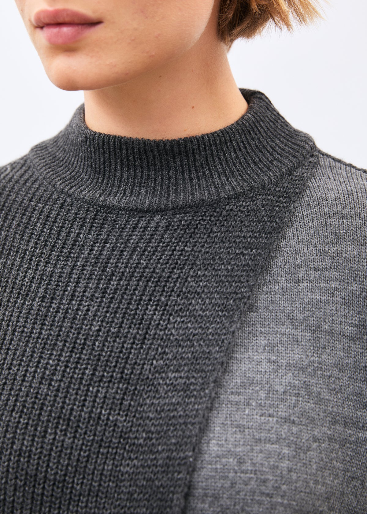 Pull gris - Kikom - GRIS CHINE#couleur_GRIS CHINE