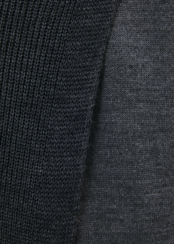Pull gris en maille côtelée col rond - GRIS CHINE#couleur_GRIS CHINE