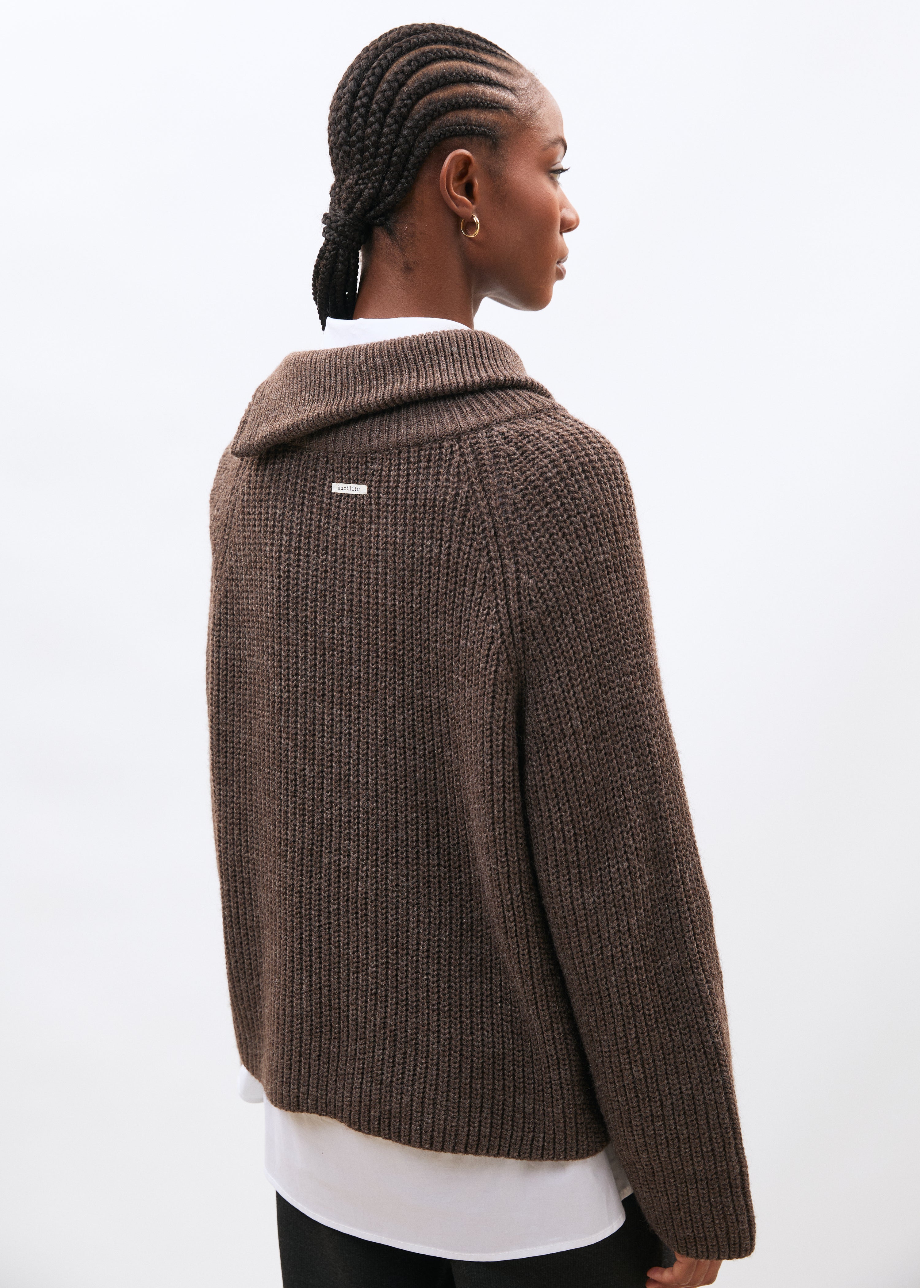 Pull taupe col montant - TAUPE#couleur_TAUPE