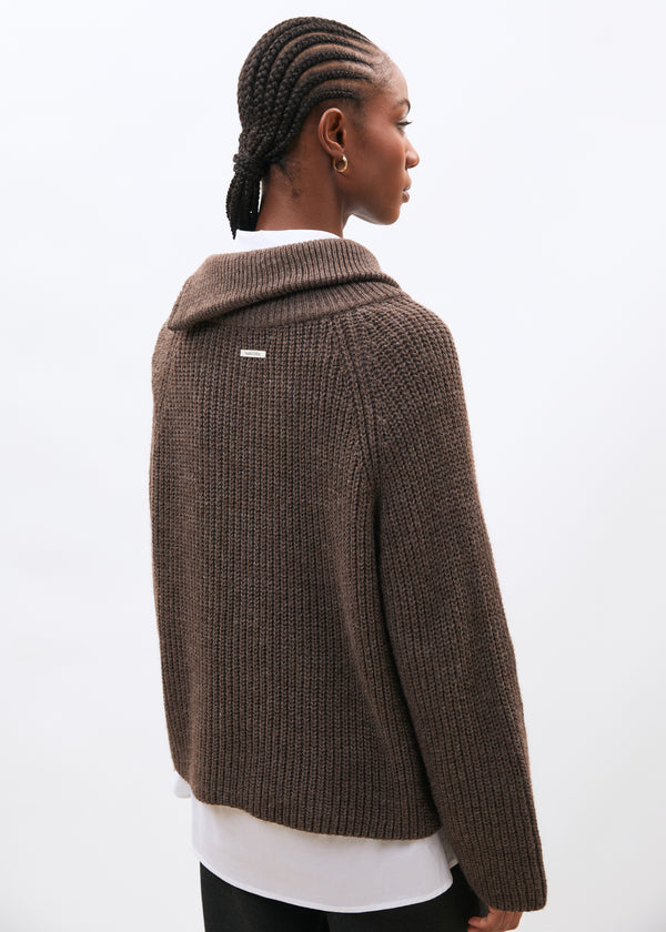 Pull taupe col montant - TAUPE#couleur_TAUPE