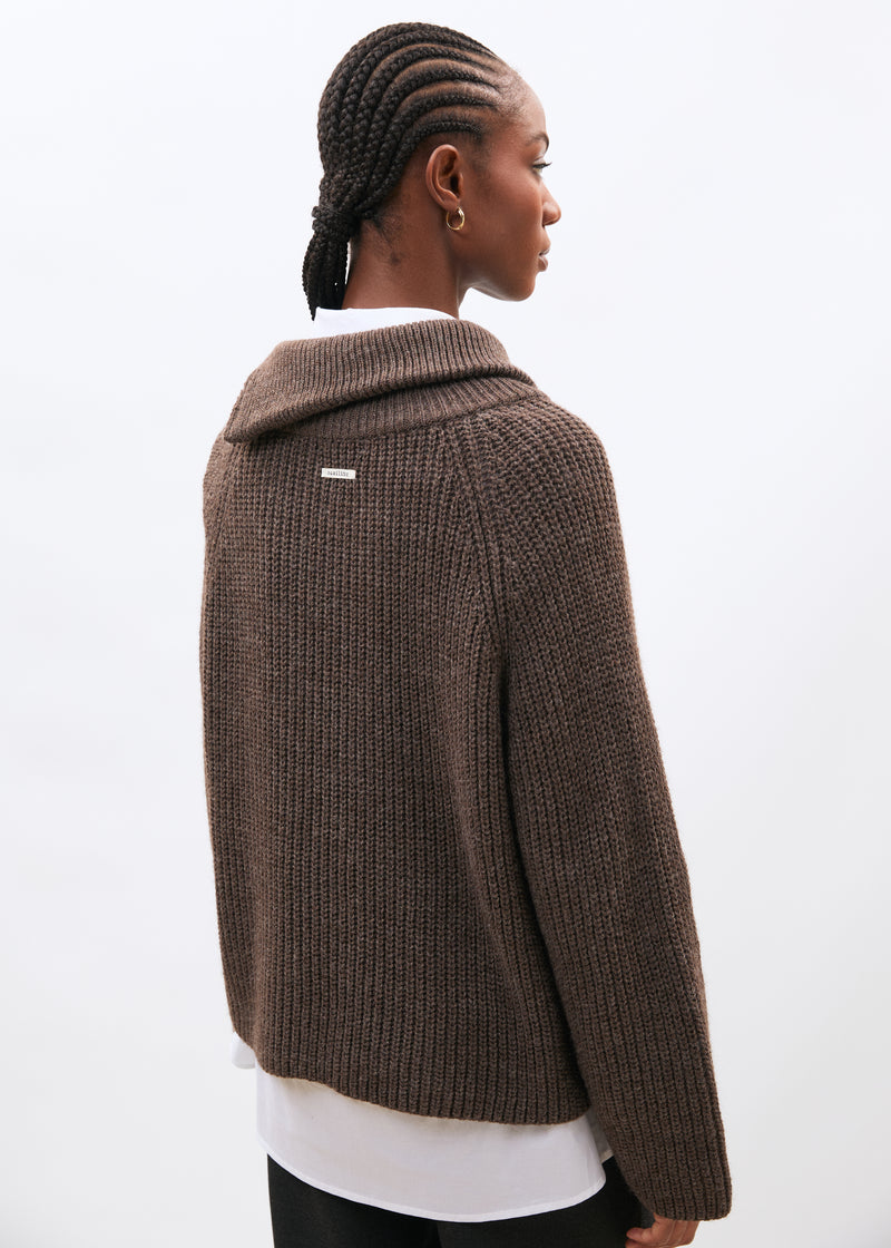 Pull taupe col montant - TAUPE#couleur_TAUPE