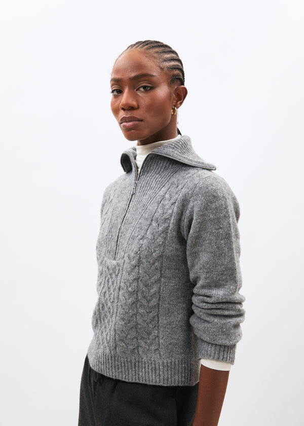 Pull gris - Meava - GRIS CHINE#couleur_GRIS CHINE