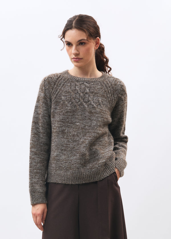 Pull taupe et gris - Menara - TAUPE/GRIS CHINE#couleur_TAUPE/GRIS CHINE