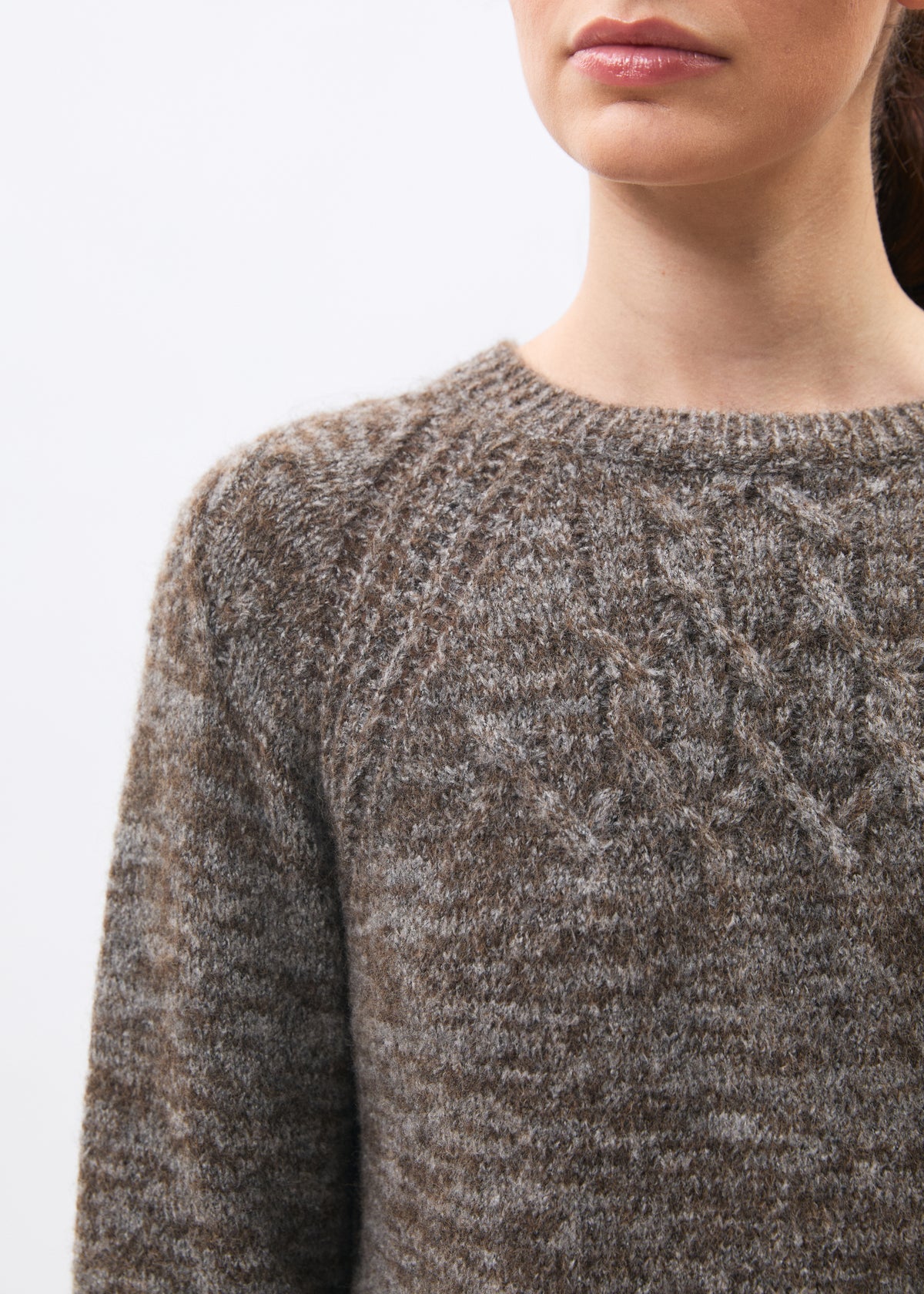 Pull taupe et gris - Menara - TAUPE/GRIS CHINE#couleur_TAUPE/GRIS CHINE