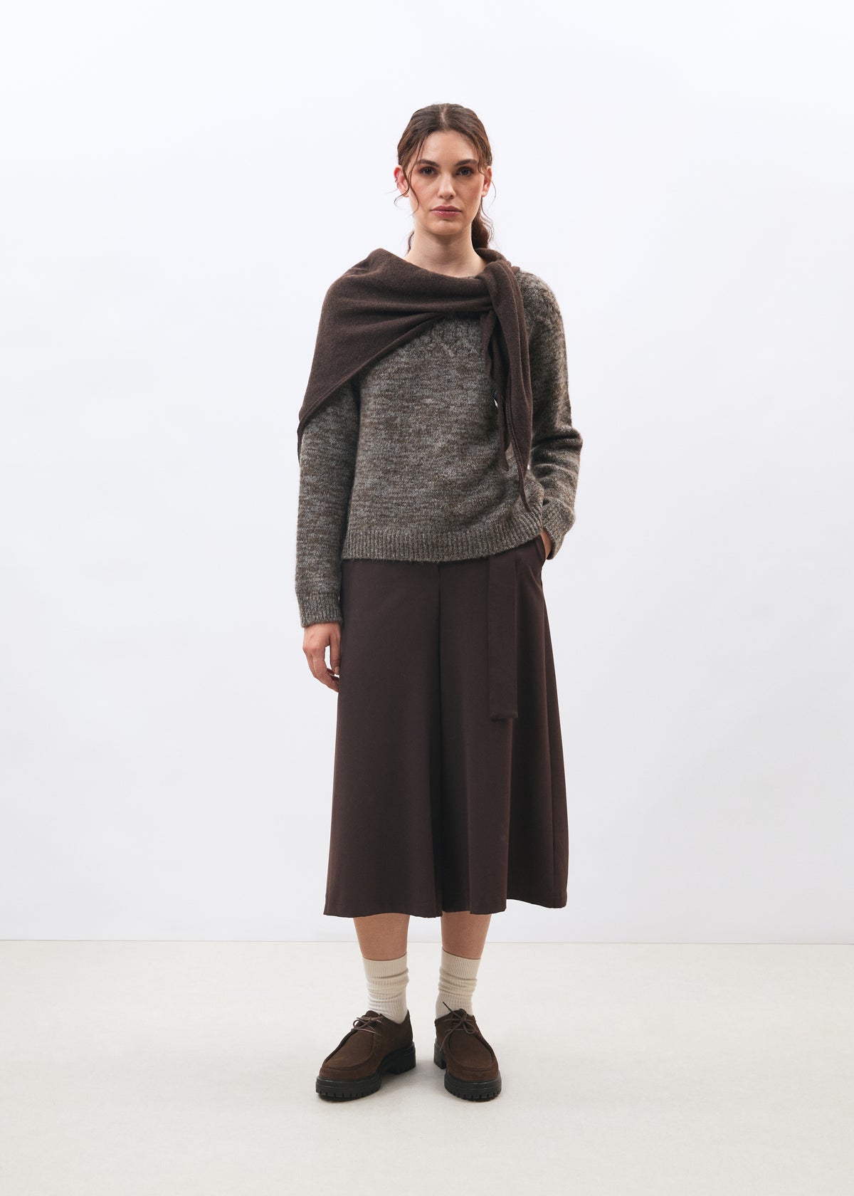 Pull taupe et gris - Menara - TAUPE/GRIS CHINE#couleur_TAUPE/GRIS CHINE