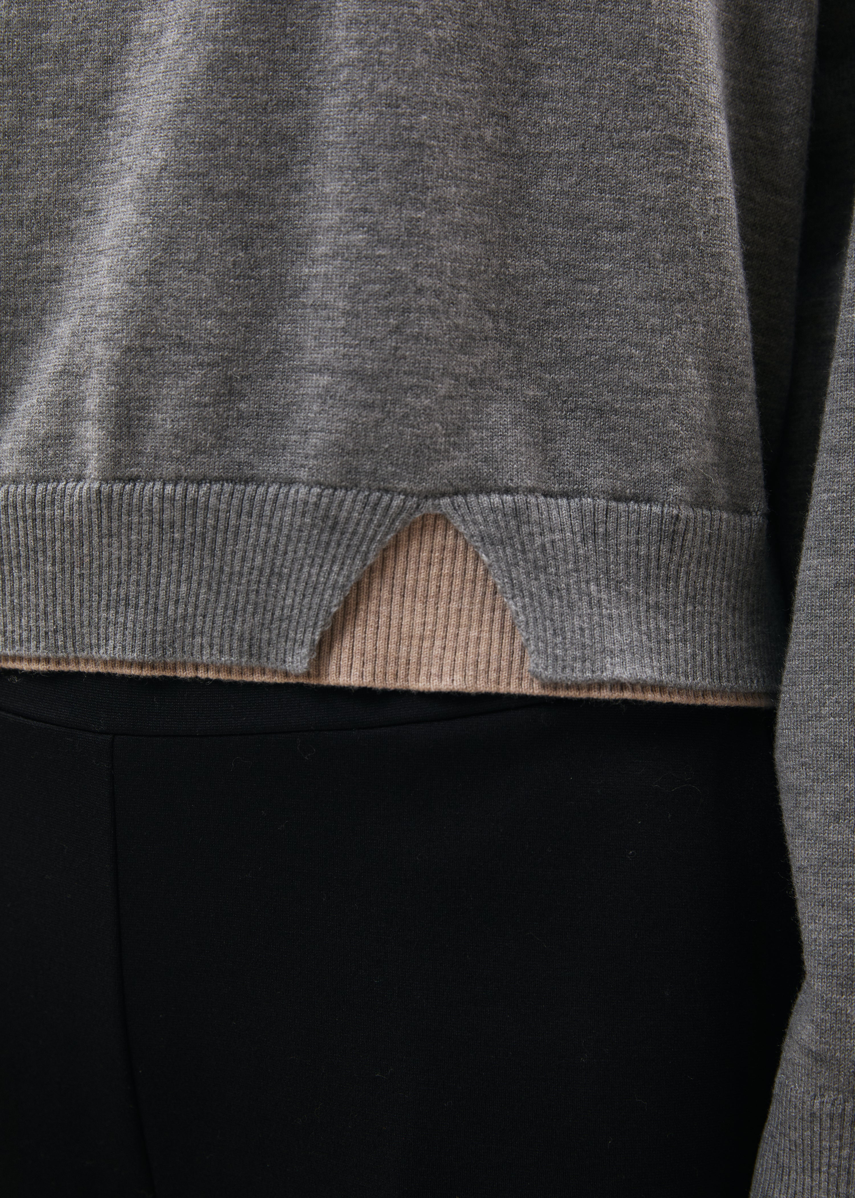 Pull gris manches longues en maille - GRIS CHINE#couleur_GRIS CHINE