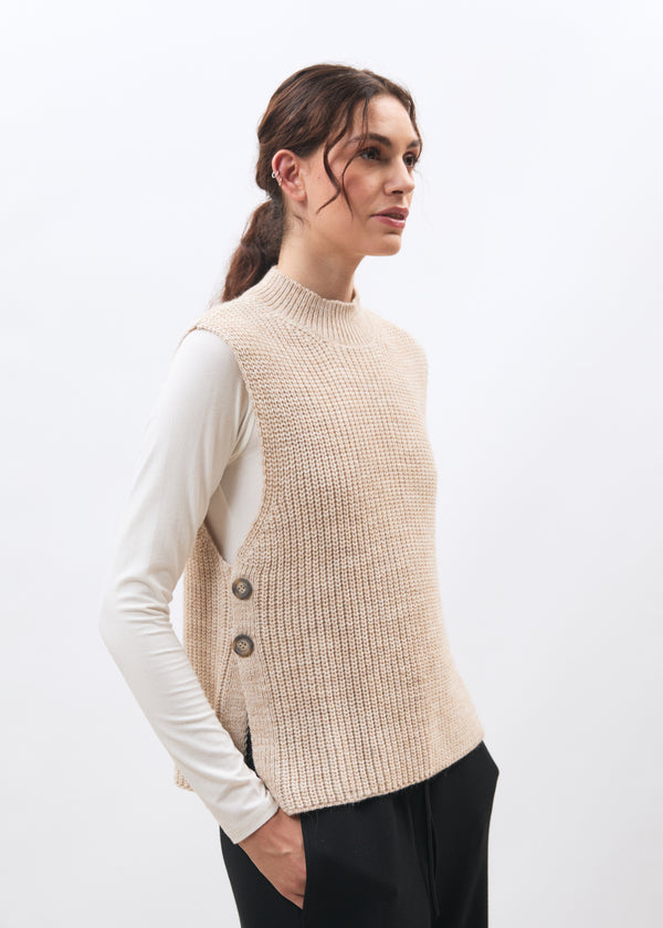 Pull écru sans manches - OFF WHITE#couleur_OFF WHITE