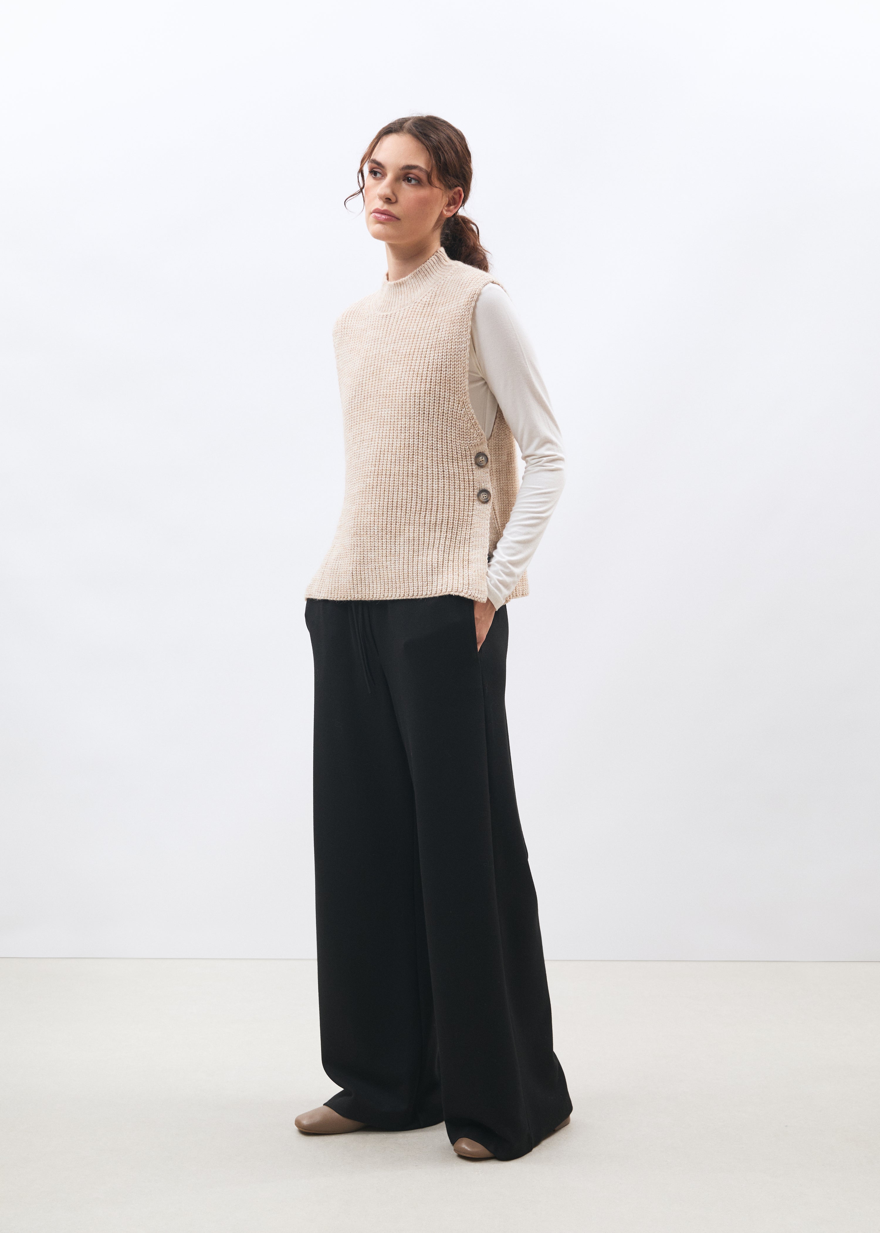 Pull écru sans manches - OFF WHITE#couleur_OFF WHITE