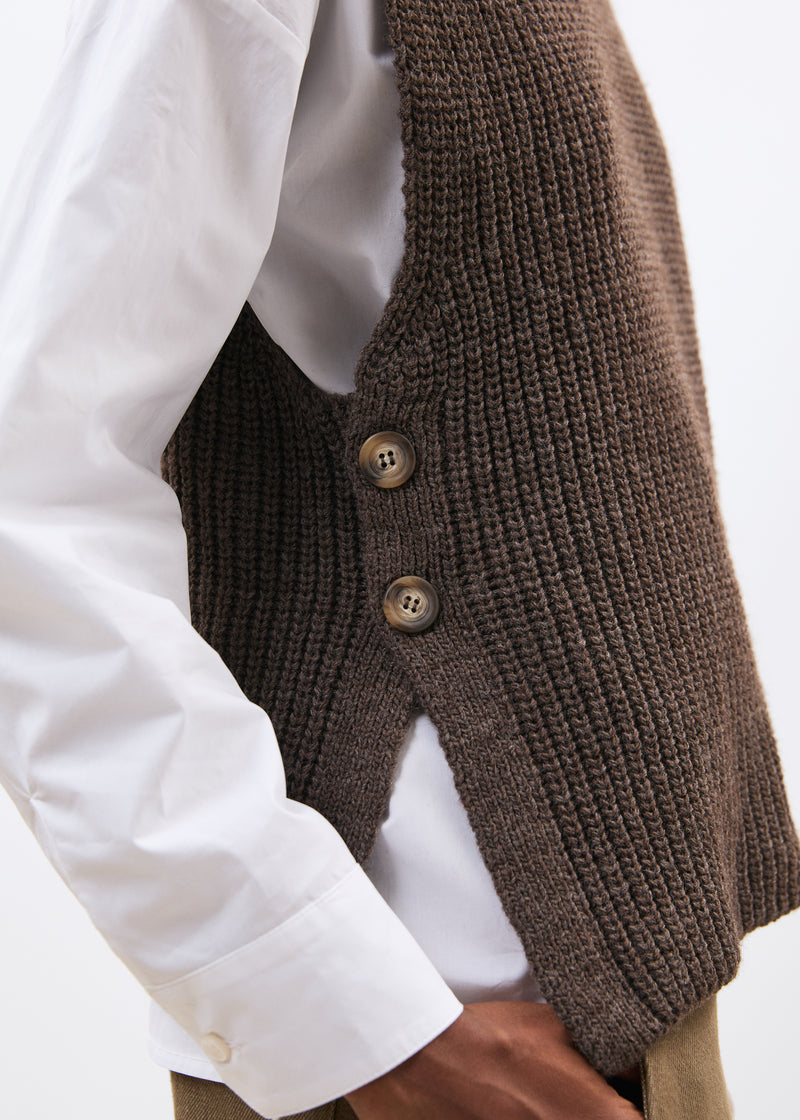 Pull taupe sans manches - TAUPE#couleur_TAUPE