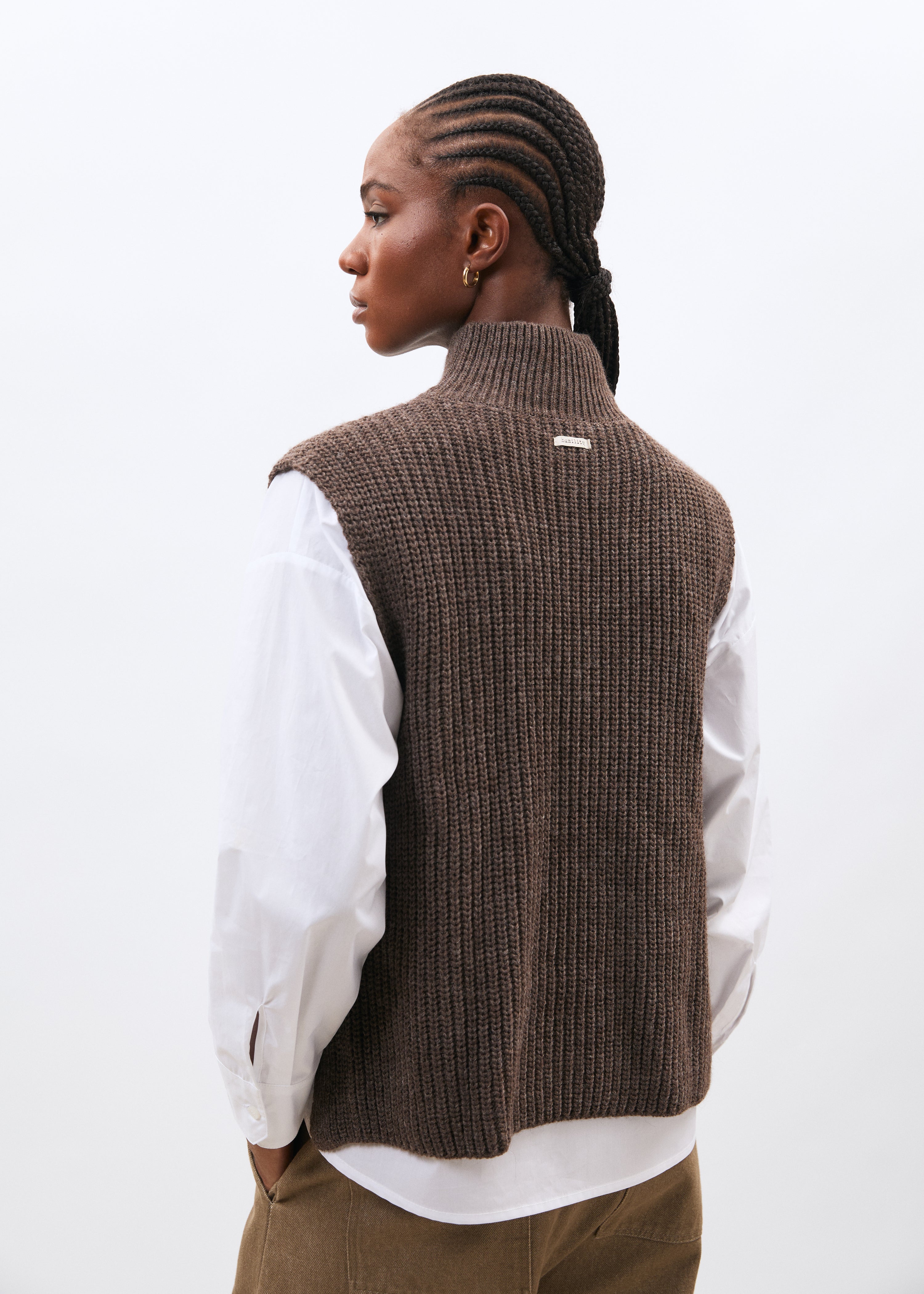 Pull taupe sans manches - TAUPE#couleur_TAUPE