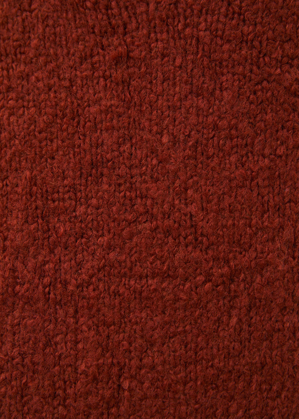 Pull orange sans manches en maille bouclette col V - orange#couleur_orange