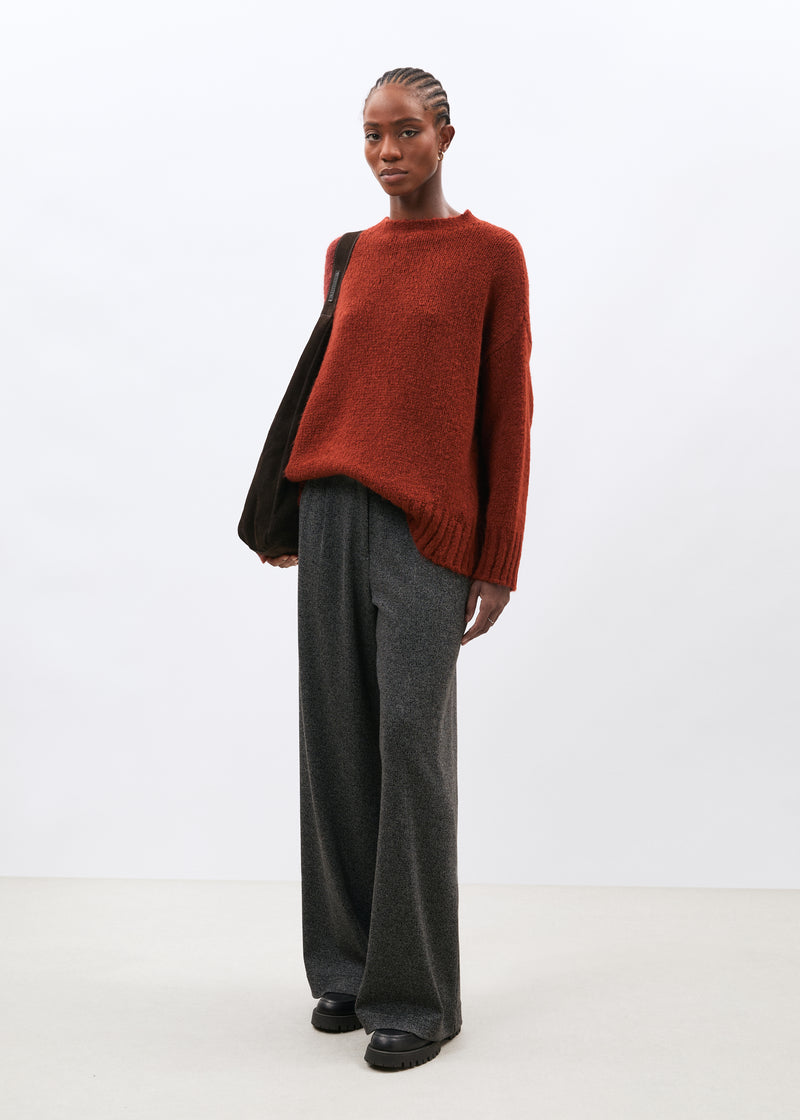 Pull orange en maille bouclette col rond - orange#couleur_orange