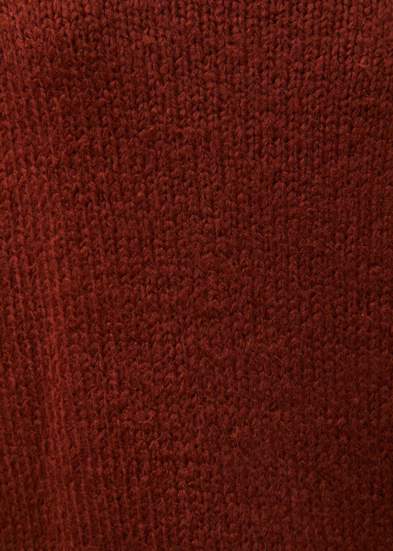 Pull orange en maille bouclette col rond - orange#couleur_orange
