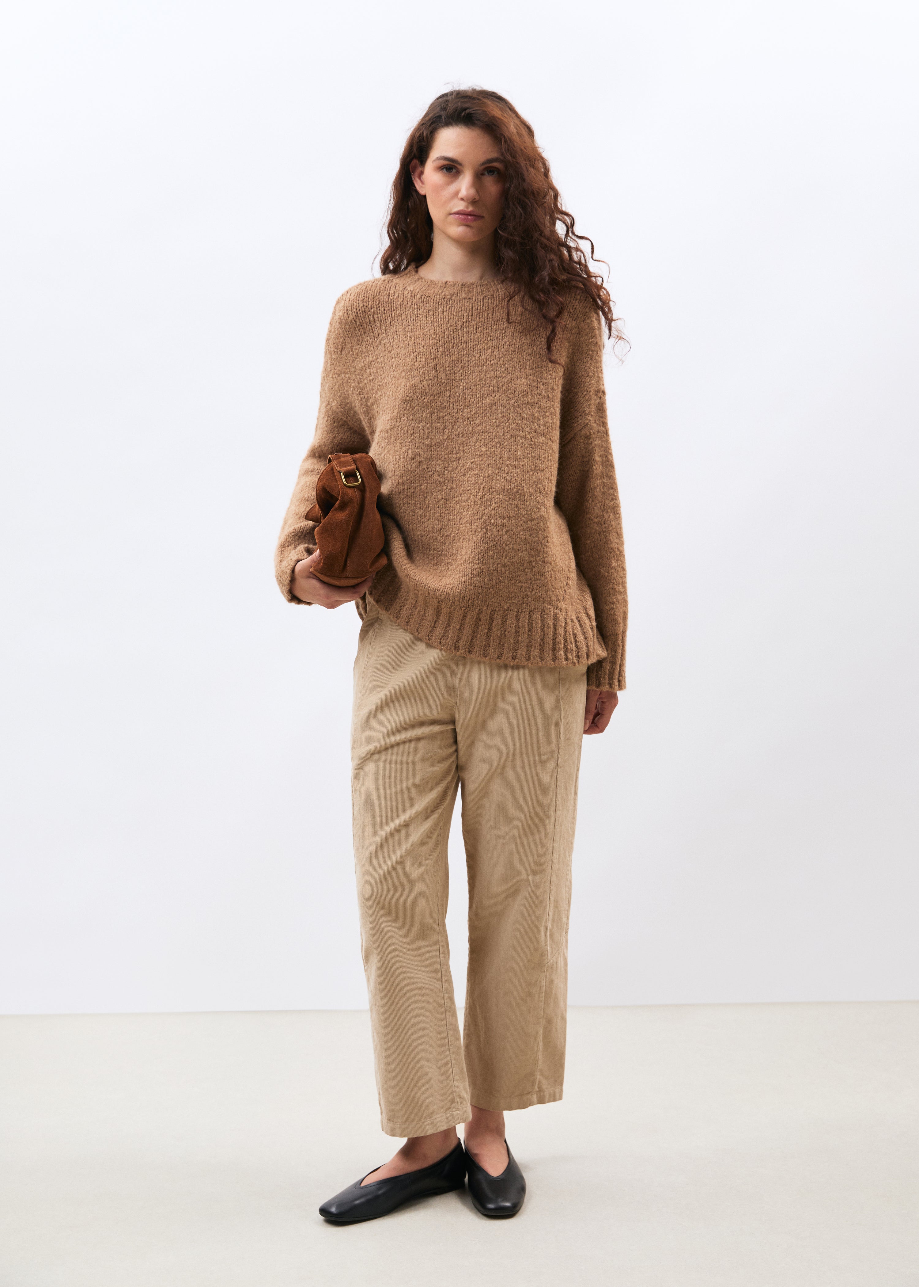 Pull terracotta en maille bouclette col rond - SIENNE#couleur_SIENNE