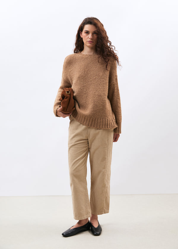 Pull terracotta en maille bouclette col rond - SIENNE#couleur_SIENNE