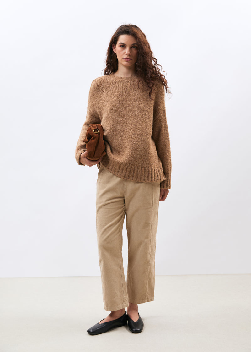 Pull terracotta en maille bouclette col rond - SIENNE#couleur_SIENNE