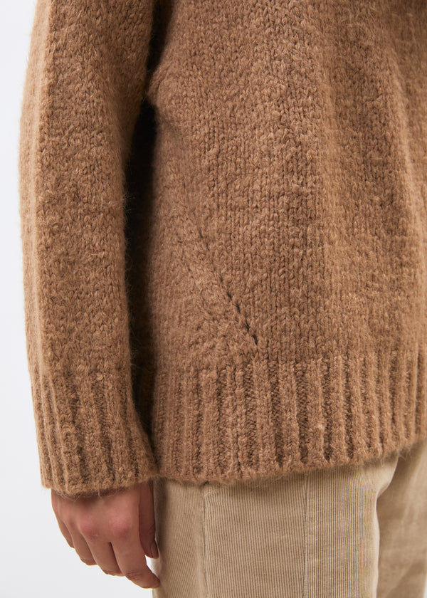 Pull terracotta en maille bouclette col rond - SIENNE#couleur_SIENNE