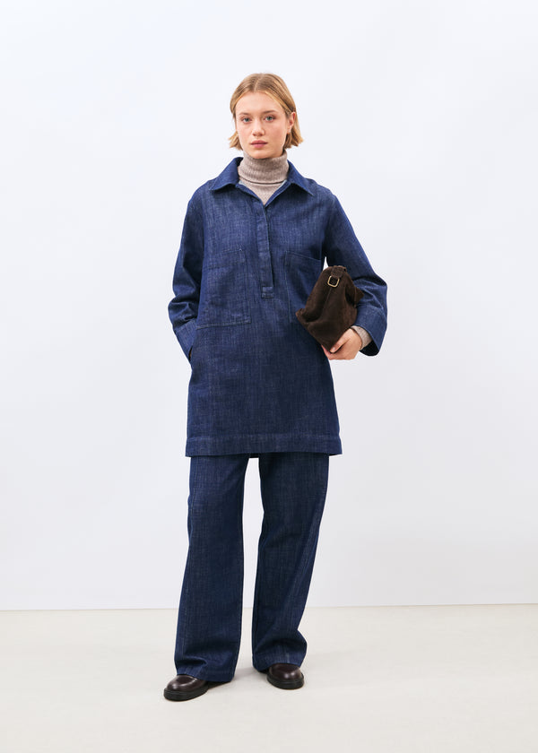Robe bleue - Mero - BLEU DENIM#couleur_BLEU DENIM