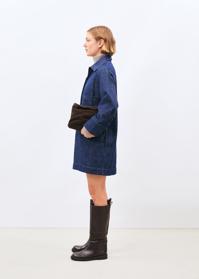 Robe bleue - Mero - BLEU DENIM#couleur_BLEU DENIM
