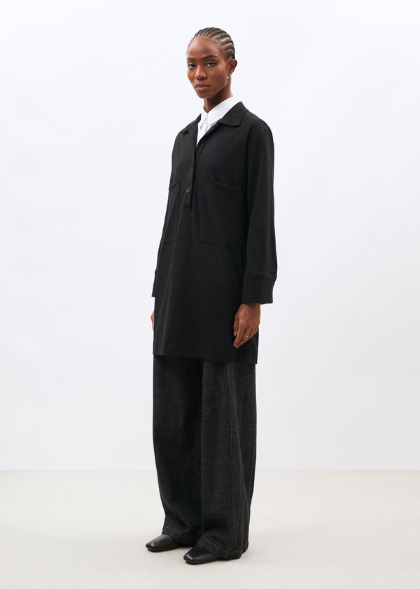 Robe courte noire manches longues en jersey milano - NOIR#couleur_NOIR