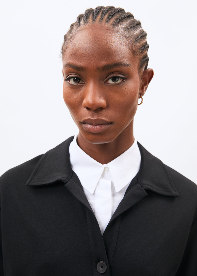 Robe courte noire manches longues en jersey milano - NOIR#couleur_NOIR