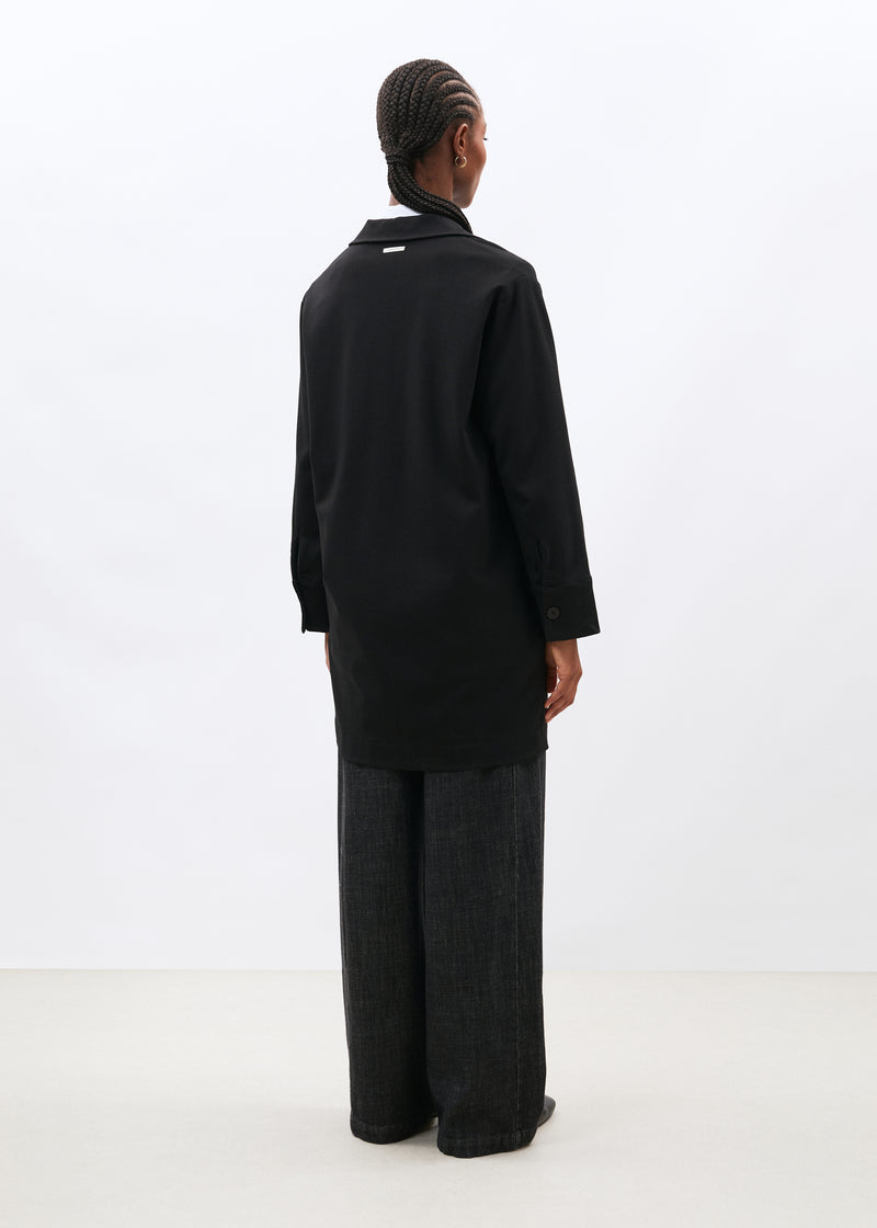Robe courte noire manches longues en jersey milano - NOIR#couleur_NOIR
