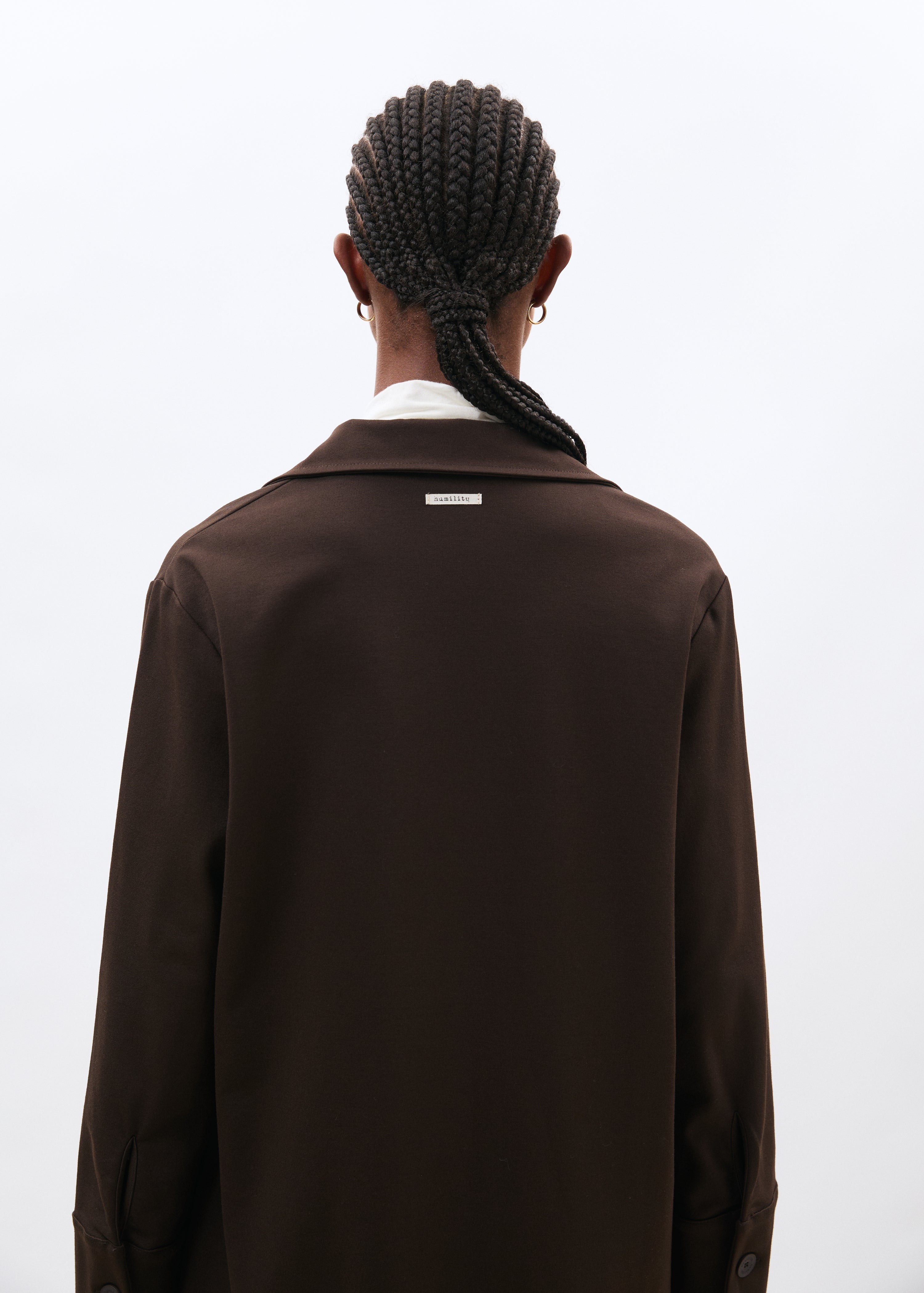 Robe courte marron manches longues en jersey milano - CHOCOLAT#couleur_CHOCOLAT