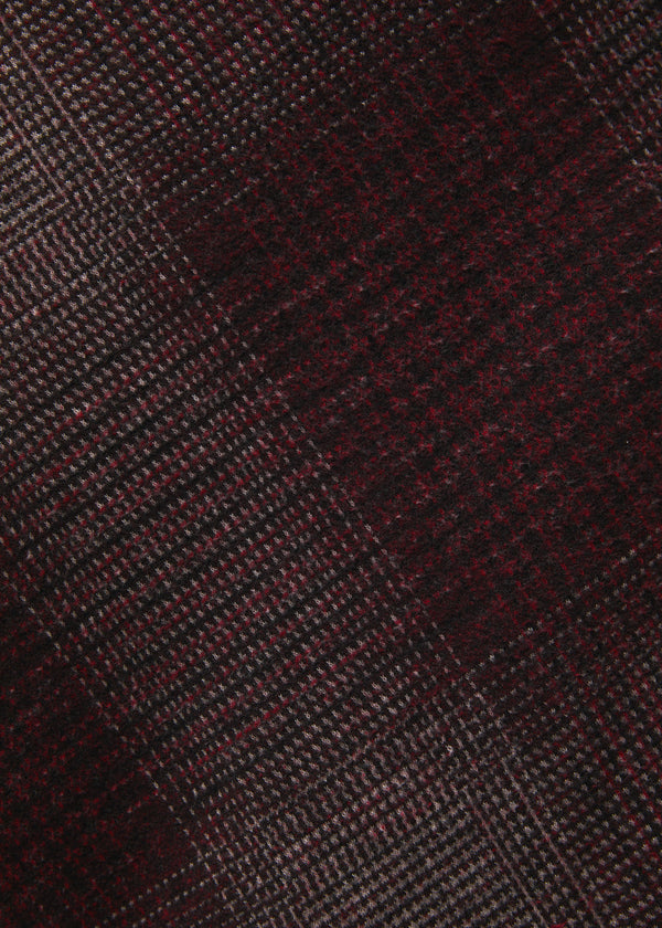 Robe midi à carreaux bordeaux manches longues en jersey - BORDEAUX#couleur_BORDEAUX