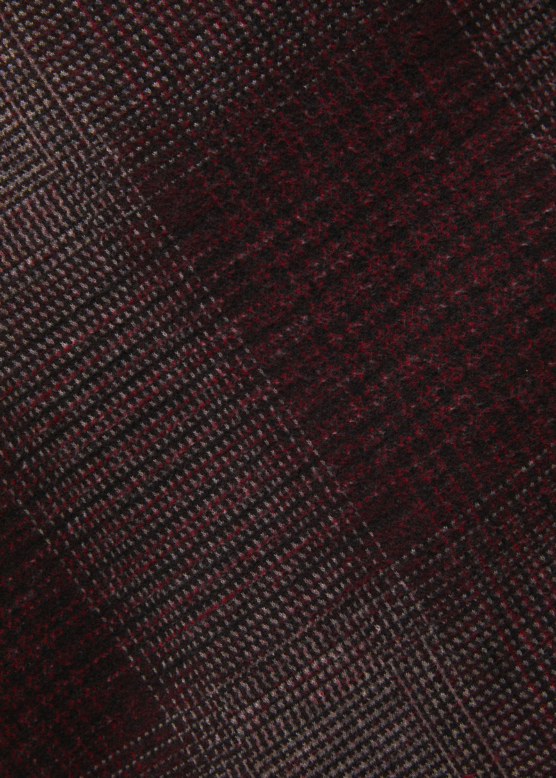 Robe midi à carreaux bordeaux manches longues en jersey - BORDEAUX#couleur_BORDEAUX