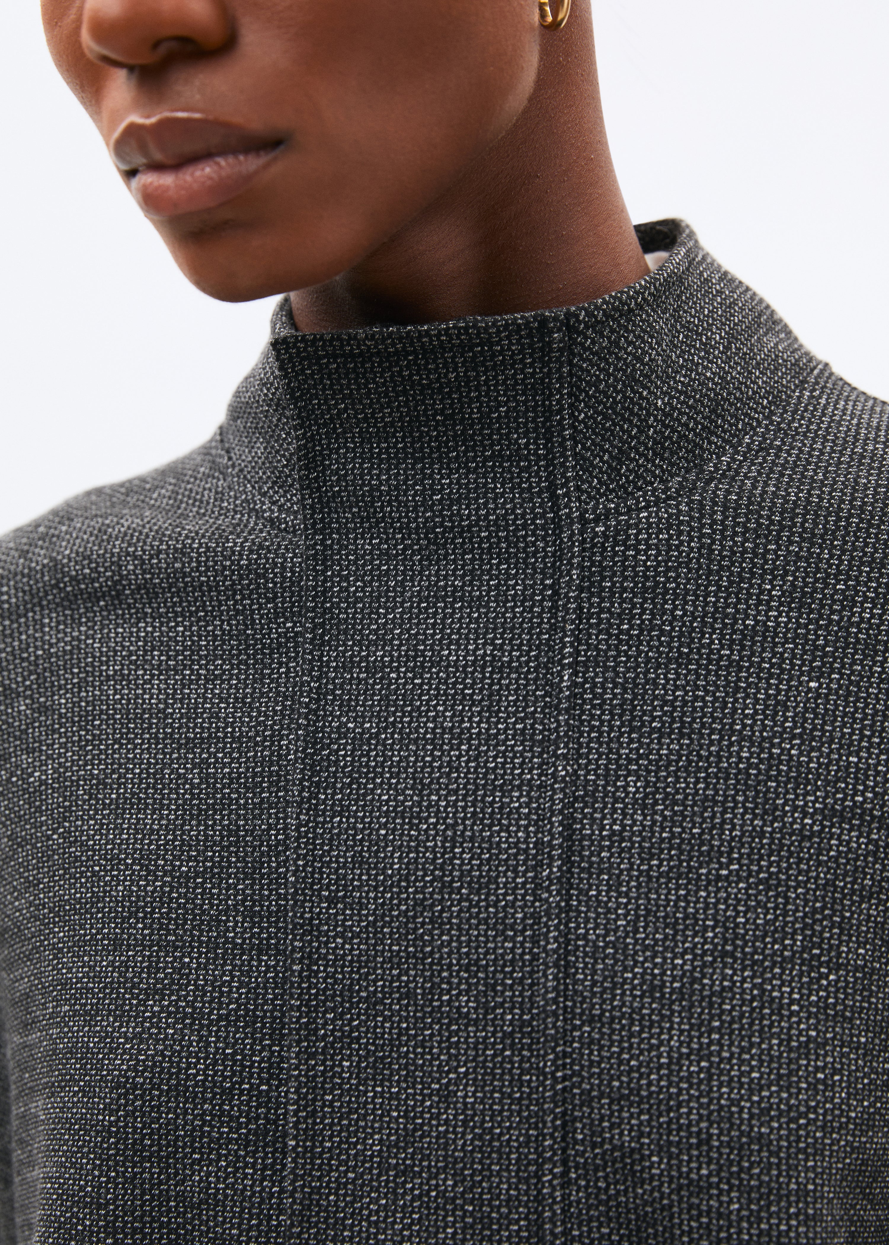 Sweat gris foncé en jersey à motif pied de puces manches longues - ANTHRACITE#couleur_ANTHRACITE