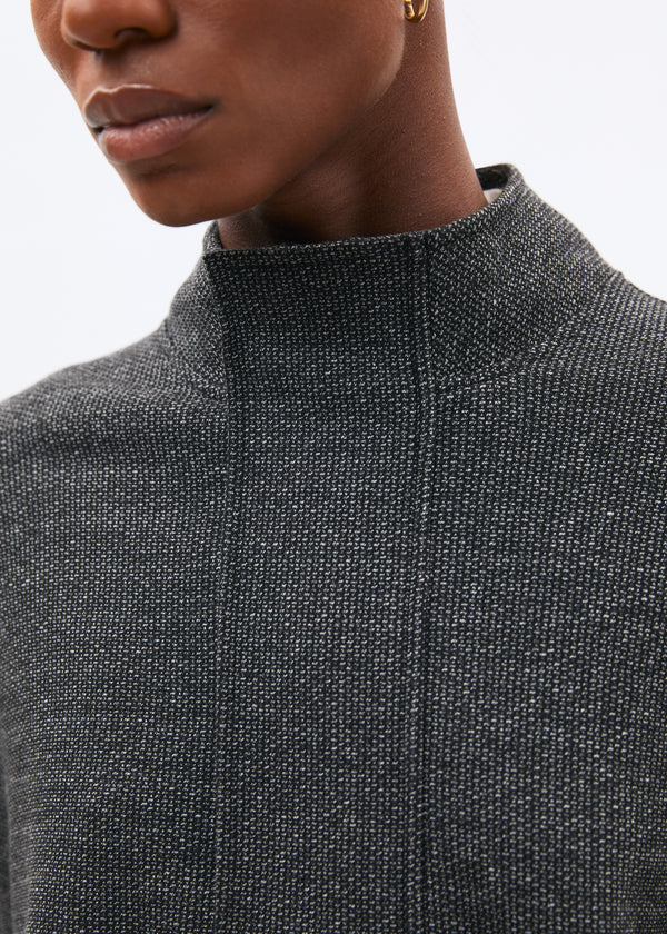 Sweat gris foncé en jersey à motif pied de puces manches longues - ANTHRACITE#couleur_ANTHRACITE