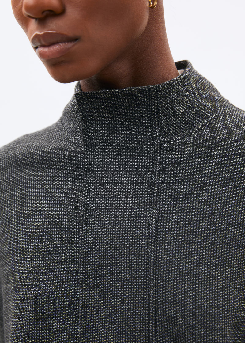Sweat gris foncé en jersey à motif pied de puces manches longues - ANTHRACITE#couleur_ANTHRACITE