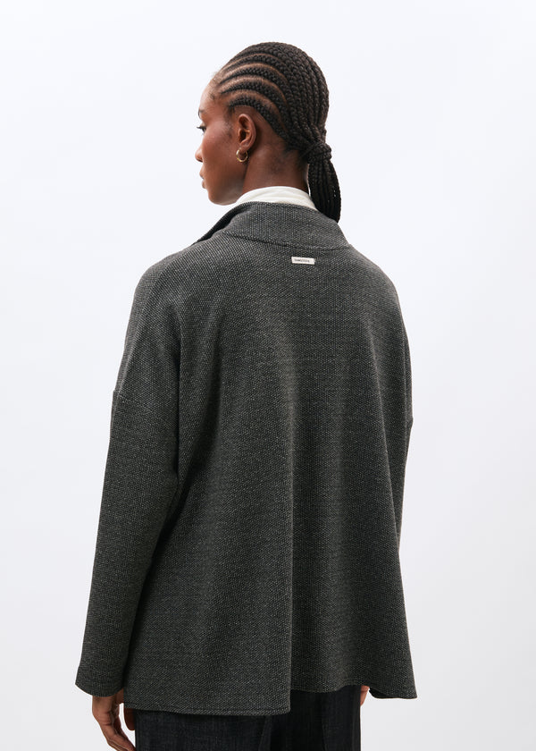 Sweat gris foncé en jersey à motif pied de puces manches longues - ANTHRACITE#couleur_ANTHRACITE