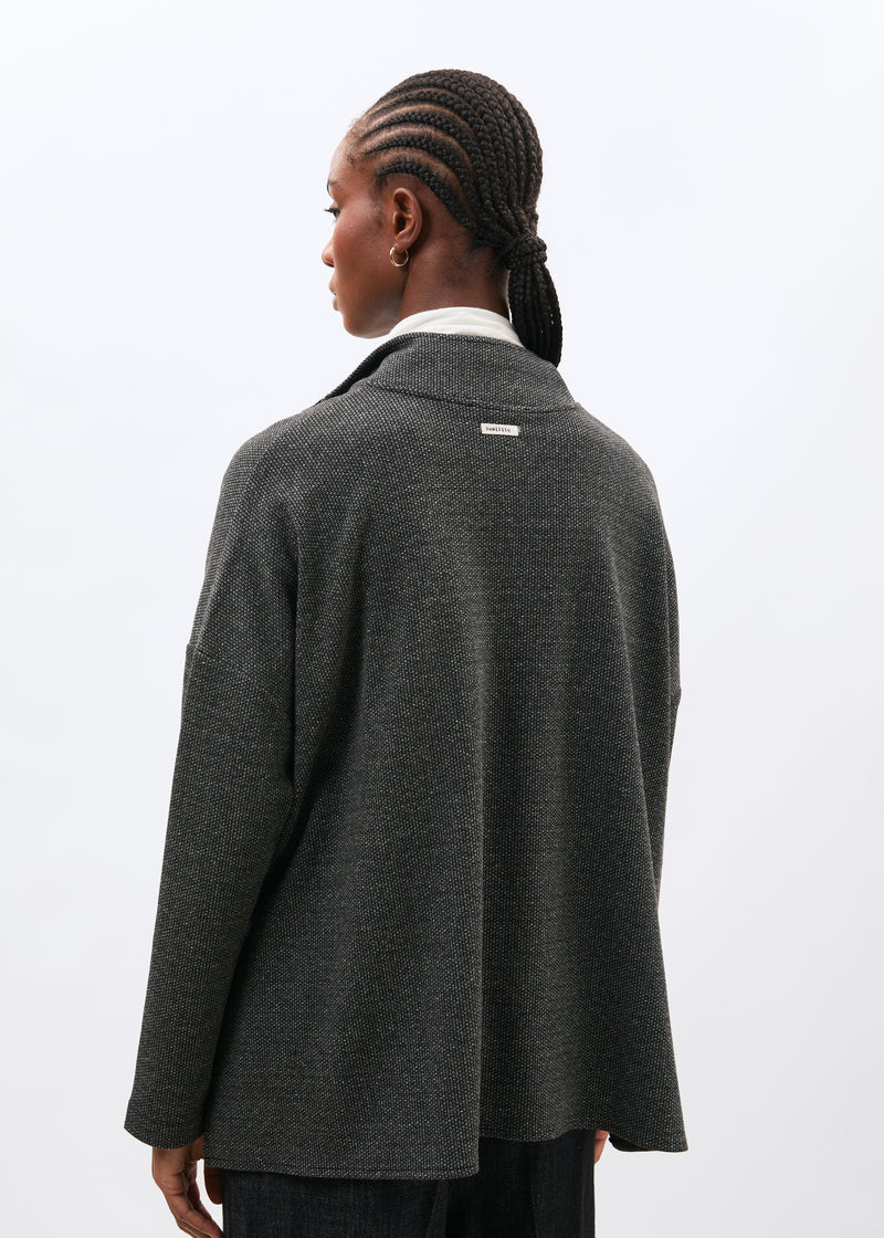 Sweat gris foncé en jersey à motif pied de puces manches longues - ANTHRACITE#couleur_ANTHRACITE