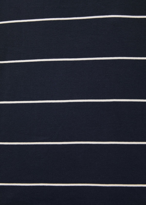 T-shirt blanc et bleu marine en jersey manches longues - BLANC/MARINE#couleur_BLANC/MARINE