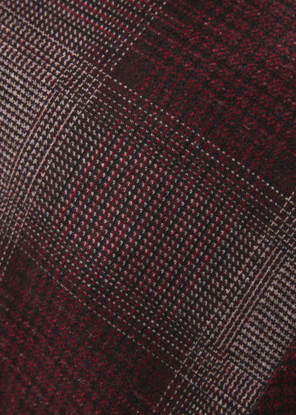 Top bordeaux ample à carreaux en jersey manches longues - BORDEAUX#couleur_BORDEAUX