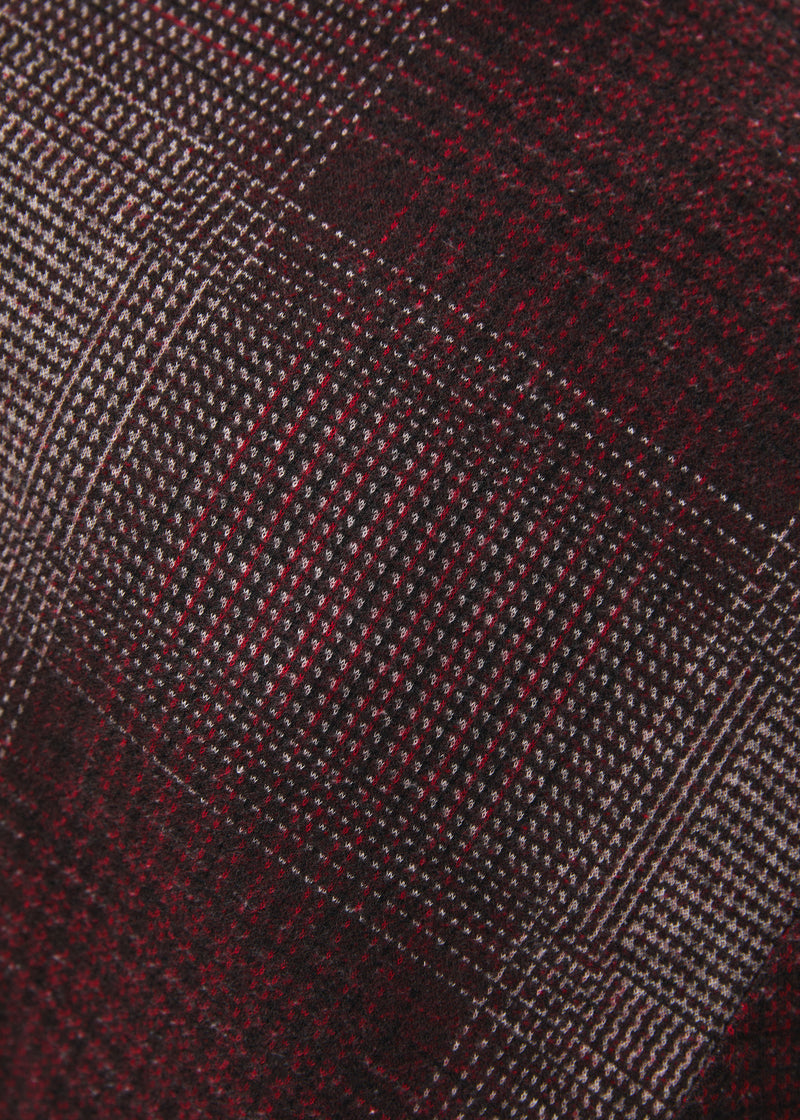 Top bordeaux ample à carreaux en jersey manches longues - BORDEAUX#couleur_BORDEAUX