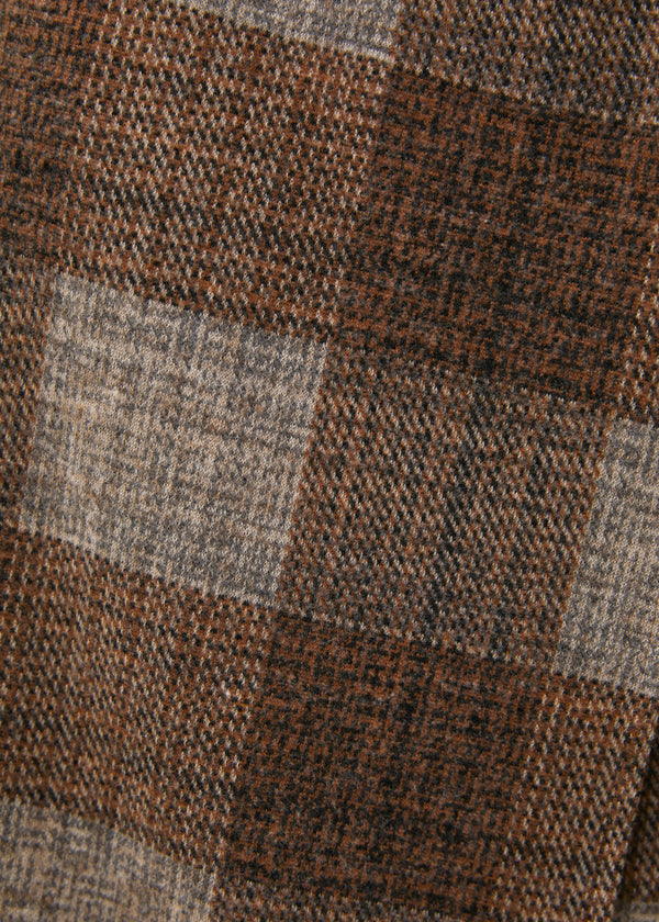 Top marron ample à carreaux en jersey manches longues - marron#couleur_marron